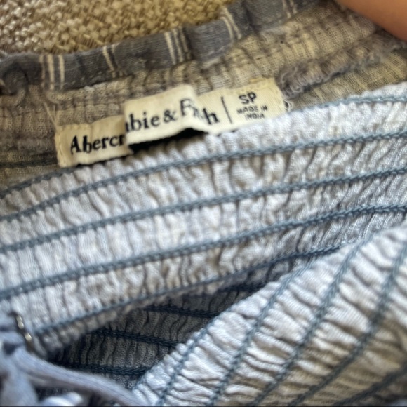 A&F Blue Striped Button-Up Smocked Midi Dress - Picture 6 of 6